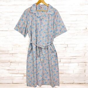 Carolina Maid Vintage 50s Retro Floral Print Belted Midi Zip Up Diner Day Dress